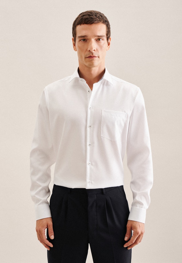 Non-iron Twill Business Shirt in Regular with Kent-Collar in White | Seidensticker Onlineshop