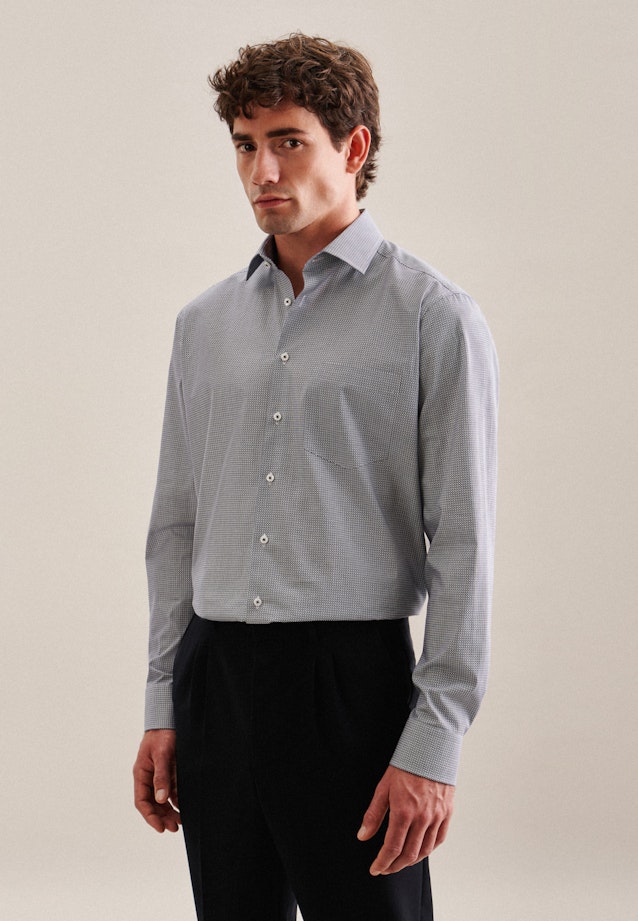 Regular Business shirt Small pattern in Medium Blue |  Seidensticker Onlineshop