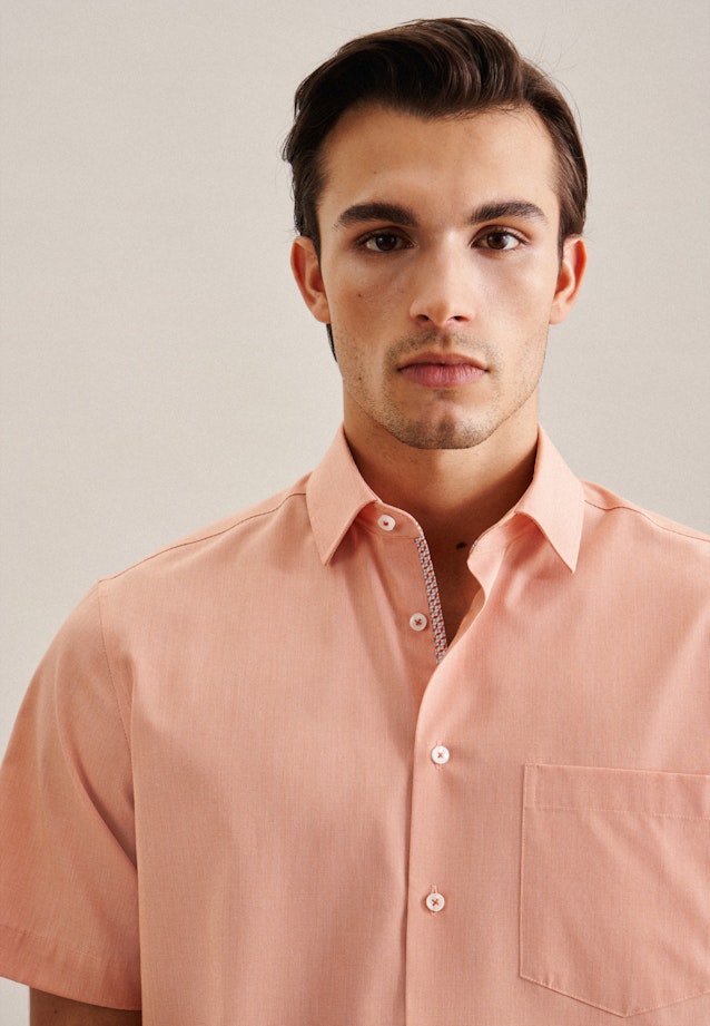 Non-iron Structure Short sleeve Business Shirt in Regular with Kent-Collar in Orange |  Seidensticker Onlineshop
