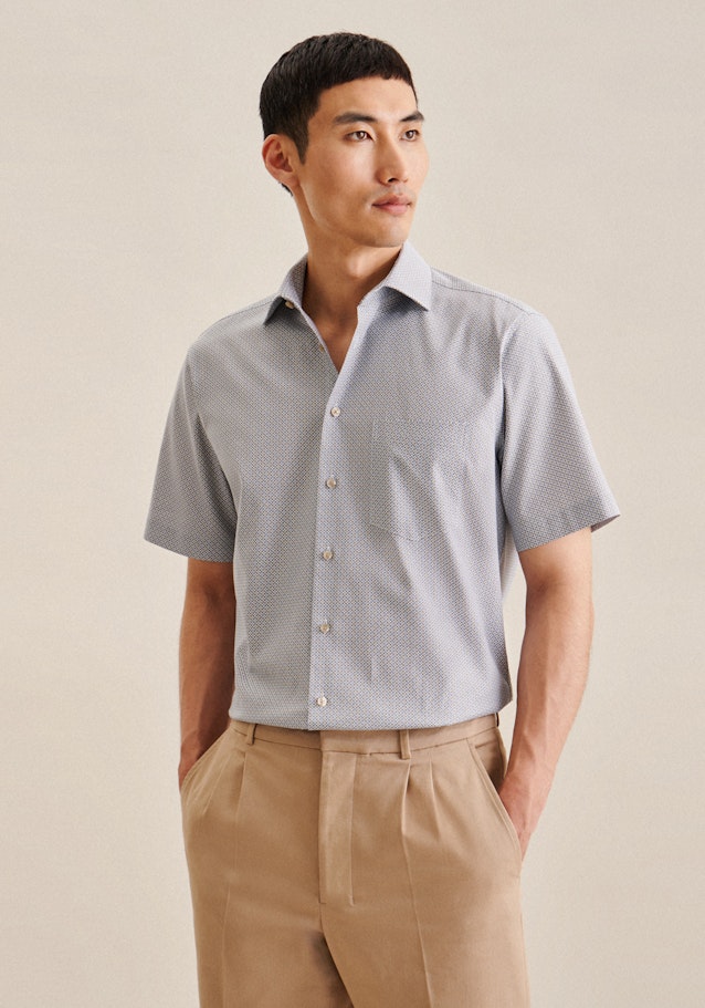 Twill Short sleeve Business Shirt in Regular with Kent-Collar in Brown |  Seidensticker Onlineshop