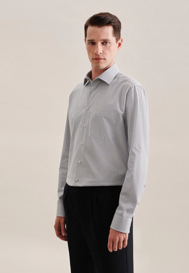 Comfort Business Hemd Druck in Braun | Seidensticker Onlineshop