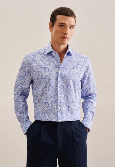 Comfort Chemise d'affaires Paisley in Bleu Clair |  Seidensticker Onlineshop