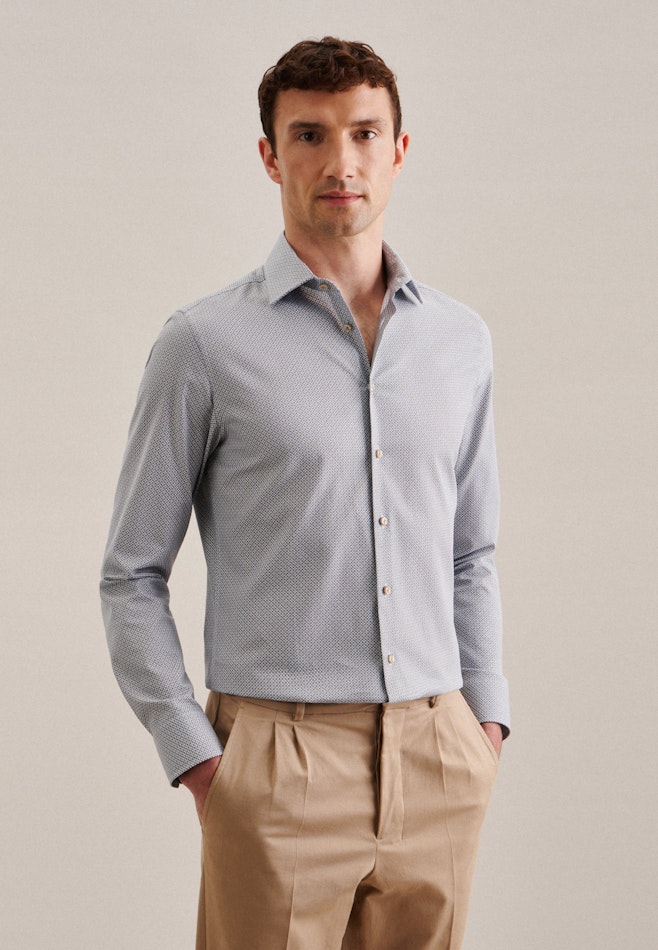 Chemise Business Shaped Twill (sergé) Col Kent dans Marron | Boutique en ligne Seidensticker