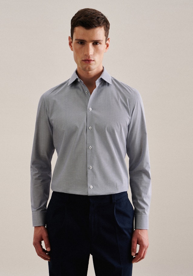 Business Shirt in Shaped with Kent-Collar in Medium Blue | Seidensticker Onlineshop