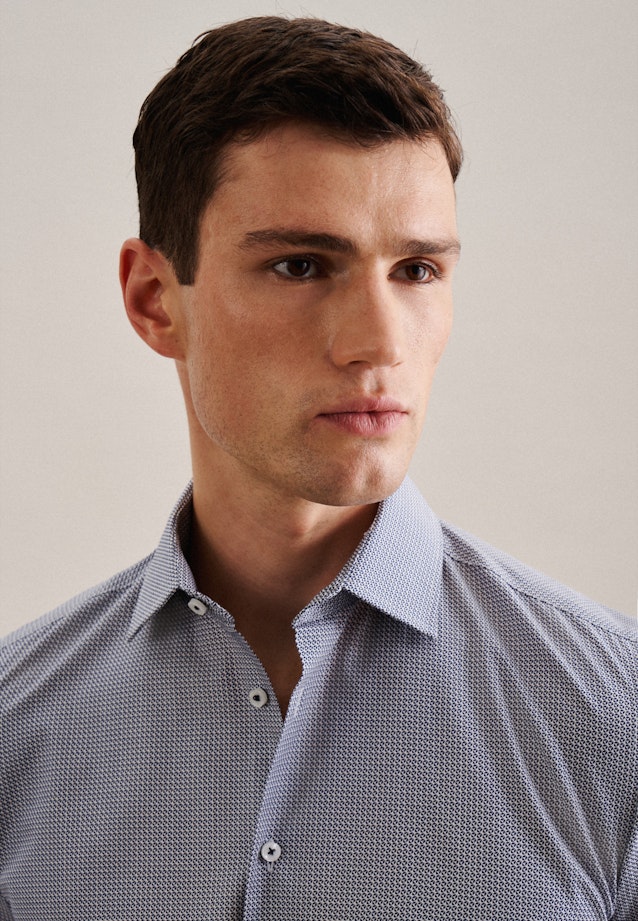 Shaped Business Hemd Druck in Mittelblau |  Seidensticker Onlineshop