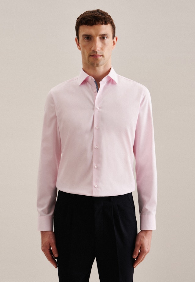 Non-iron Struktur Business overhemd in Slim with Kentkraag in Roze/Pink | Seidensticker Onlineshop