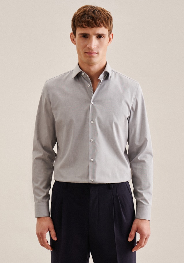 Non-iron Structure Business Shirt in Slim with Kent-Collar in Grey | Seidensticker Onlineshop