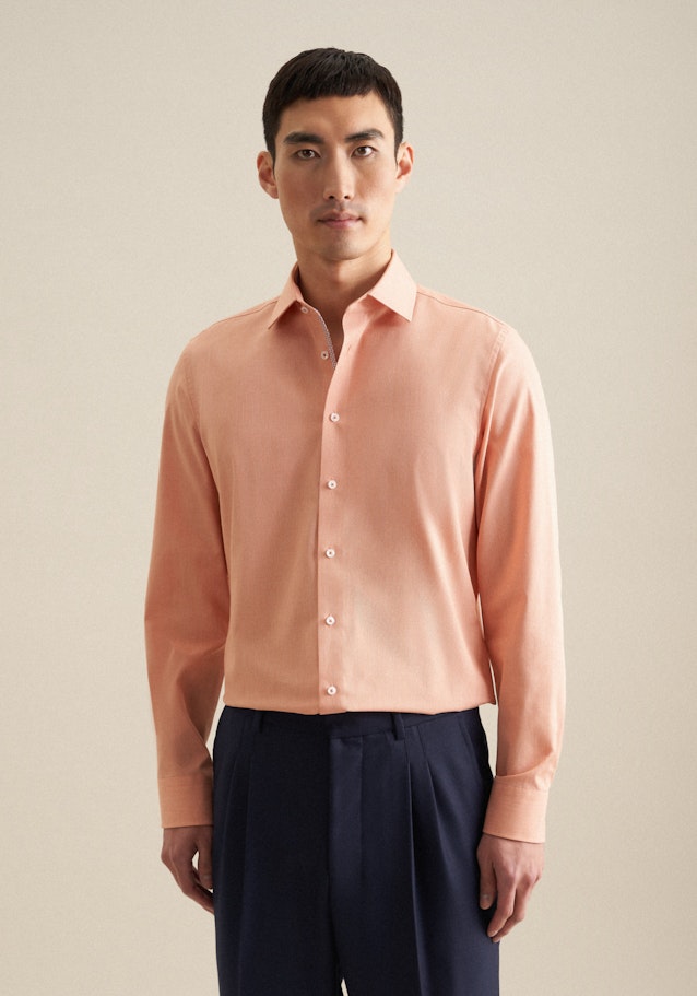 Non-iron Structure Business Shirt in Slim with Kent-Collar in Orange | Seidensticker Onlineshop