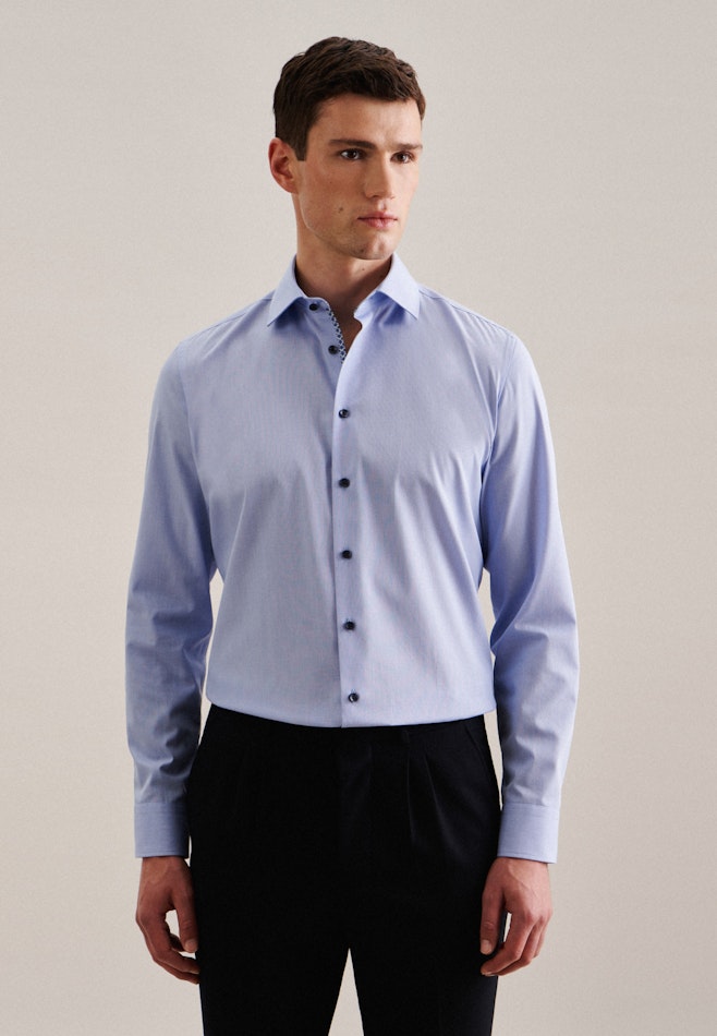 Chemise Business Slim Structuré Col Kent dans Bleu Clair | Boutique en ligne Seidensticker