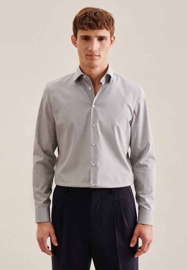 Non-iron Structure Business Shirt in X-Slim with Kent-Collar in Grey |  Seidensticker Onlineshop