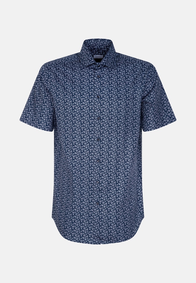 Popeline korte arm Business overhemd in Regular with Kentkraag in Middelmatig Blauw |  Seidensticker Onlineshop