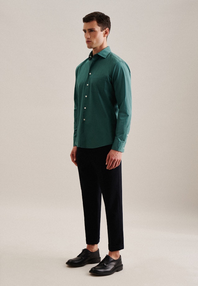 Regular Chemise décontractée Uni in Vert |  Seidensticker Onlineshop