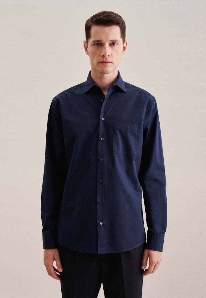 Casual Shirt in Regular with Kent-Collar in Dark Blue | Seidensticker online shop
