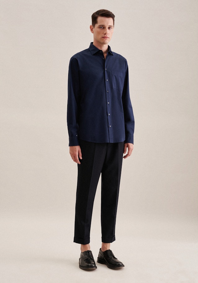 Regular Casual Hemd Uni in Dunkelblau | Seidensticker Onlineshop