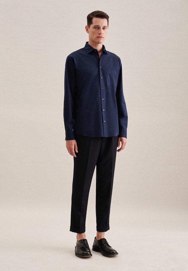 Regular Casual Hemd Uni in Dunkelblau |  Seidensticker Onlineshop