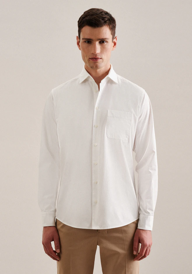 Regular Casual Hemd Uni in Ecru | Seidensticker Onlineshop