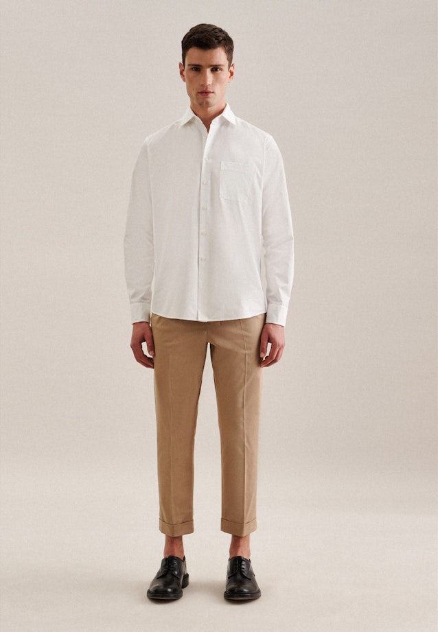 Regular Casual Hemd Uni in Ecru |  Seidensticker Onlineshop