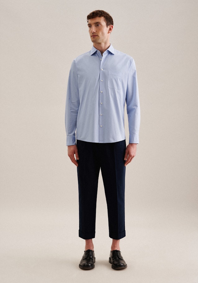 Chemise casual in Regular with Col Kent in Bleu Clair |  Seidensticker Onlineshop