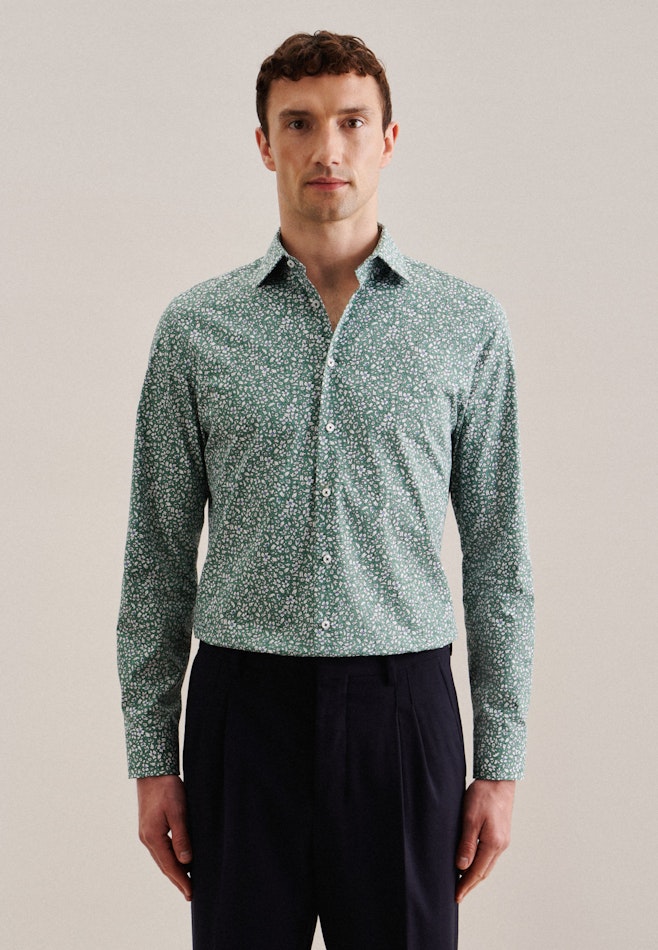 Business Shirt in Slim with Kent-Collar in Green | Seidensticker online shop