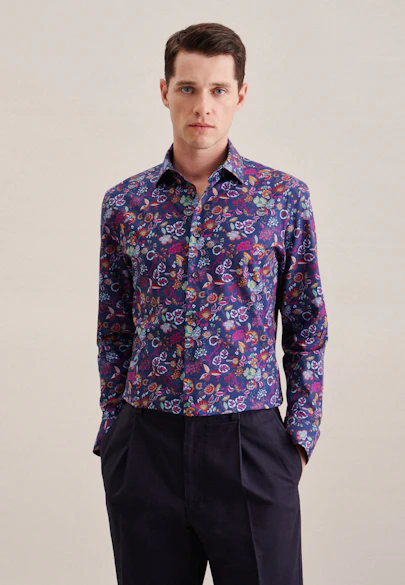 Slim Chemise d'affaires Floral in Bleu Moyen |  Seidensticker Onlineshop