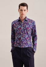 Slim Business Hemd Floral in Mittelblau |  Seidensticker Onlineshop