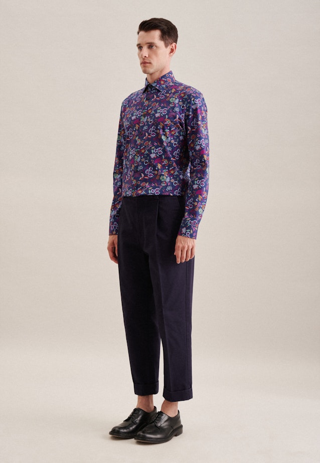 Slim Business Hemd Floral in Mittelblau |  Seidensticker Onlineshop