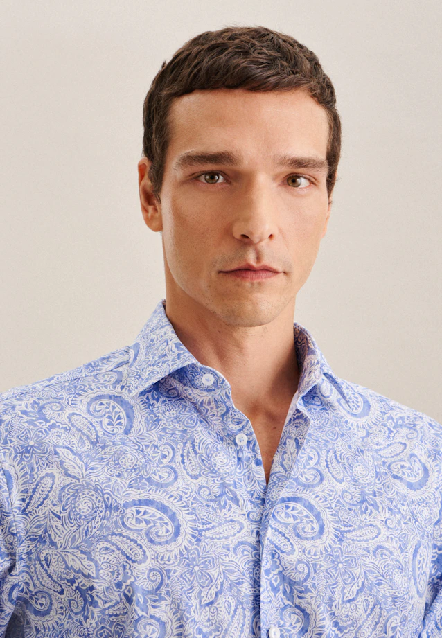 Regular Chemise d'affaires Paisley in Bleu Clair |  Seidensticker Onlineshop