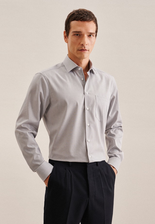 Non-iron Structure Business Shirt in Comfort with Kent-Collar in Grey | Seidensticker Onlineshop