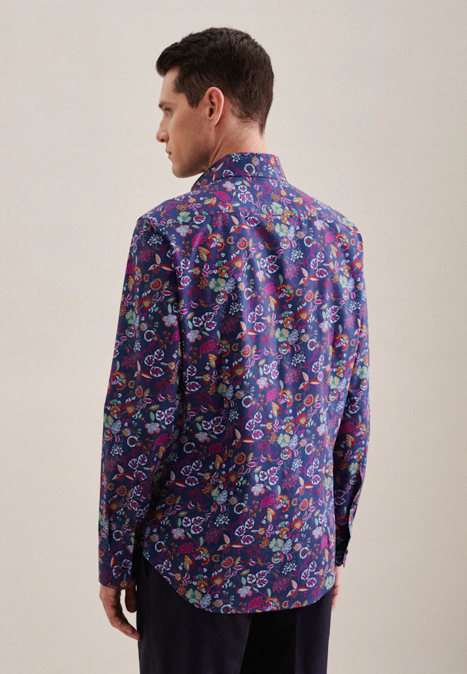 Shaped Business Hemd Floral in Mittelblau | Seidensticker Onlineshop