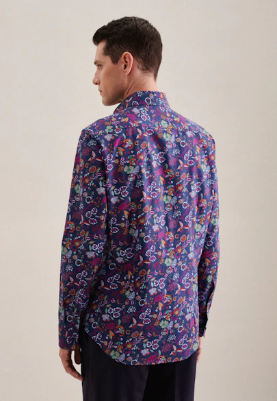 Shaped Business Hemd Floral in Mittelblau |  Seidensticker Onlineshop