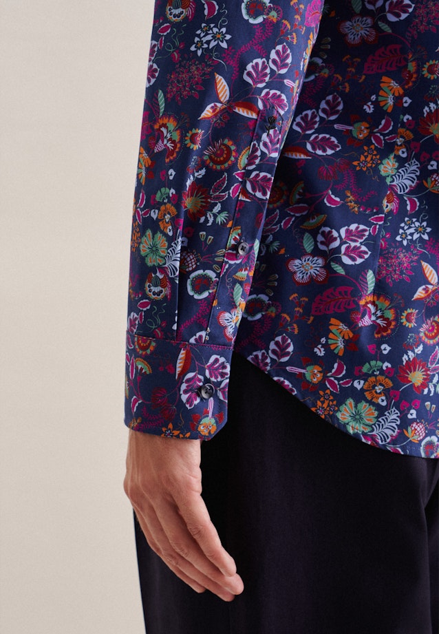 Shaped Business Hemd Floral in Mittelblau |  Seidensticker Onlineshop