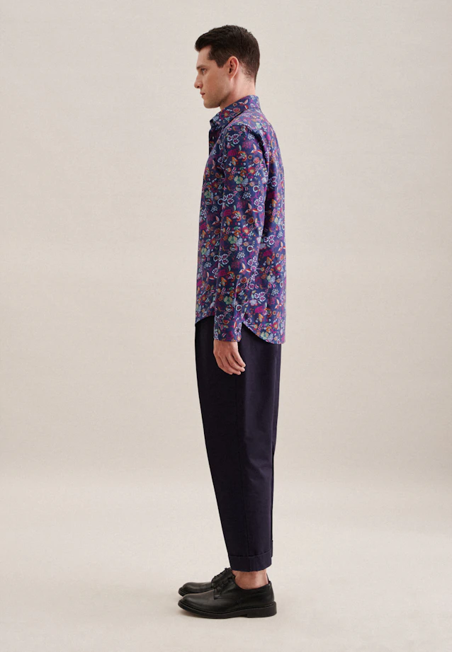 Shaped Business Hemd Floral in Mittelblau |  Seidensticker Onlineshop