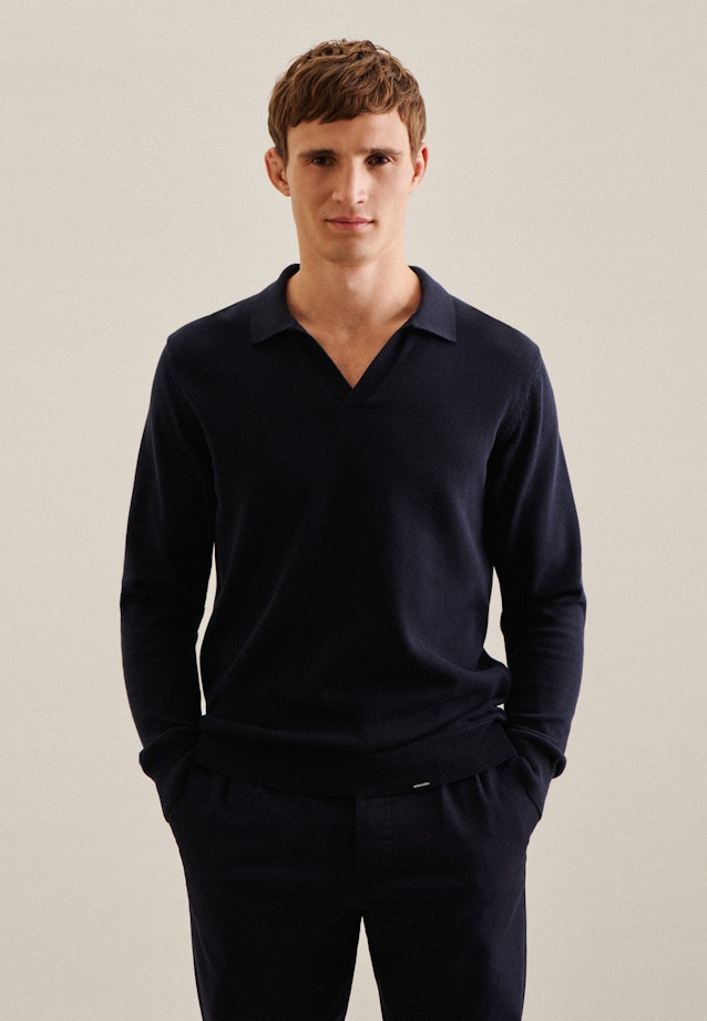 Collar Pullover in Dark Blue |  Seidensticker Onlineshop