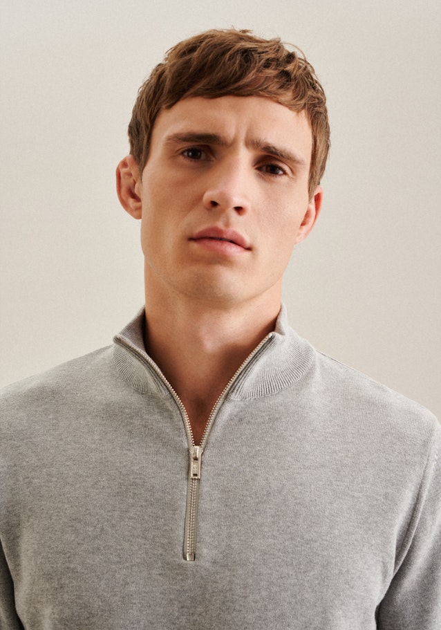 Stand-Up Collar Pullover in Grey |  Seidensticker Onlineshop