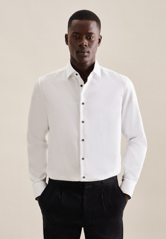 Chemise Business Shaped Twill (sergé) Col Kent in Blanc |  Seidensticker Onlineshop