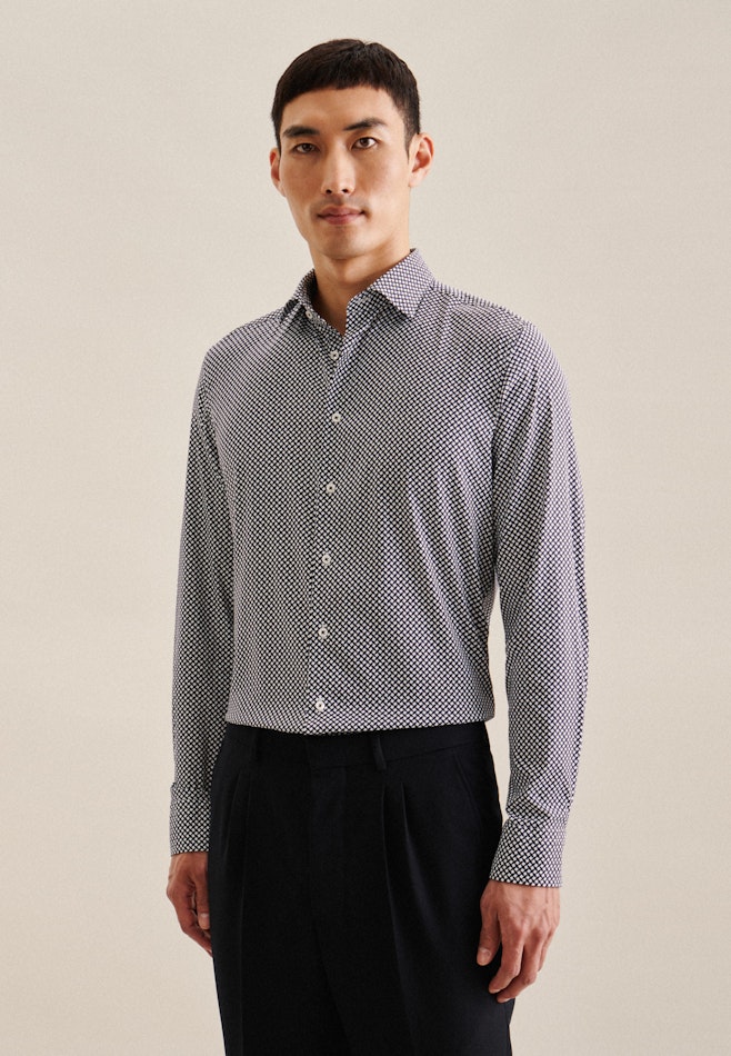 Chemise performance Slim Twill (sergé) Col Kent dans Bleu Foncé | Boutique en ligne Seidensticker