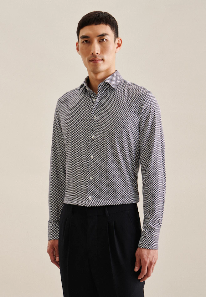 Slim Chemise Performance Imprimé dans Bleu Foncé | Boutique en ligne Seidensticker