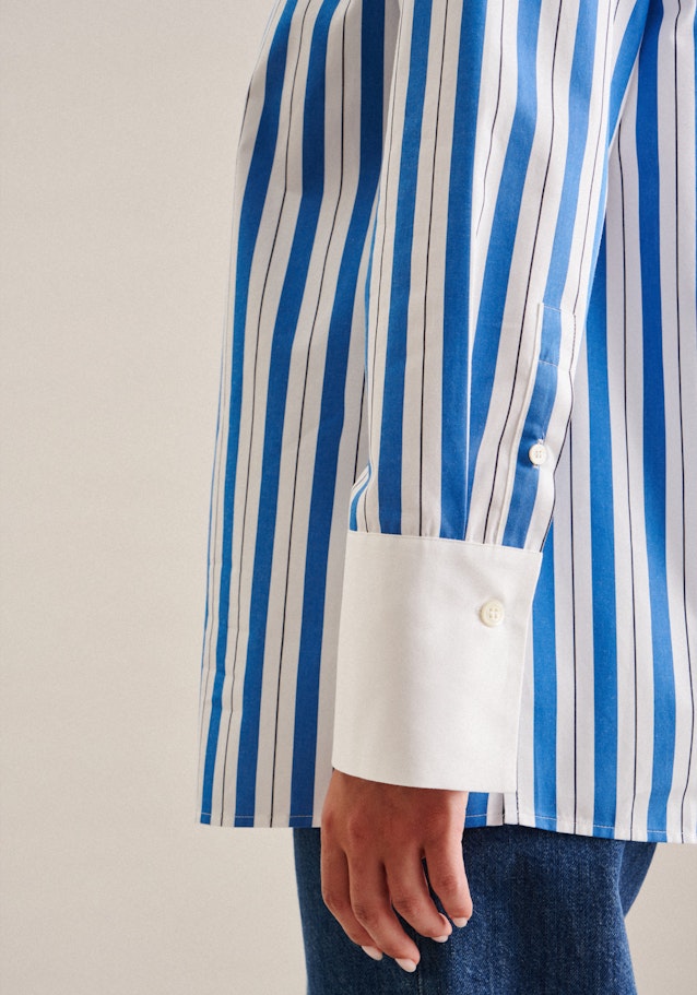 Long sleeve Twill Long Blouse in Medium Blue |  Seidensticker Onlineshop