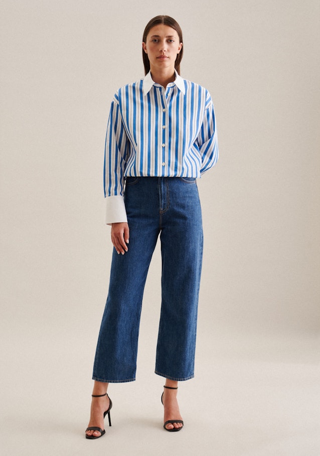 Long sleeve Twill Long Blouse in Medium Blue |  Seidensticker Onlineshop