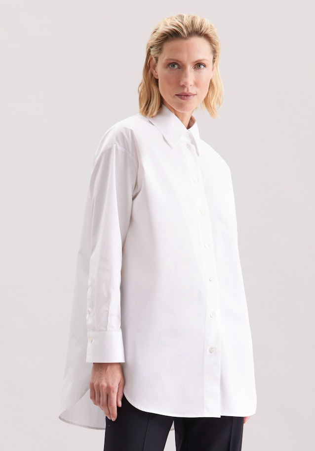 Oversized Hemdbluse aus Baumwoll Twill in Weiß | Seidensticker Onlineshop