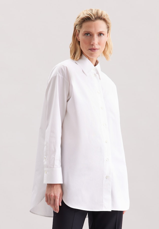 Oversized Hemdbluse aus Baumwoll Twill in Weiß |  Seidensticker Onlineshop