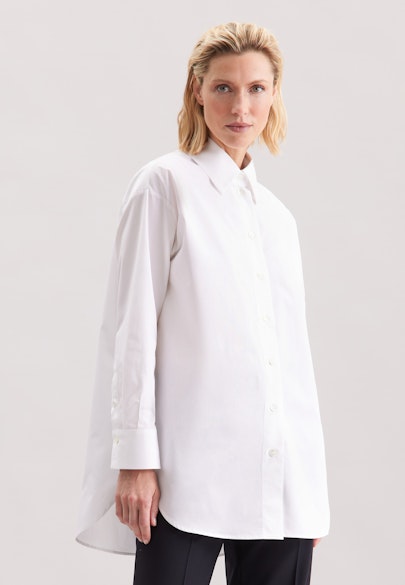 Oversized Hemdbluse aus Baumwoll Twill in Blanc |  Seidensticker Onlineshop