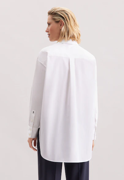 Oversized shirt blouse made of cotton twill in Weiß |  Seidensticker Onlineshop