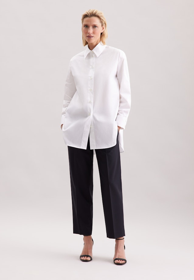 Oversized Hemdbluse aus Baumwoll Twill in Weiß |  Seidensticker Onlineshop