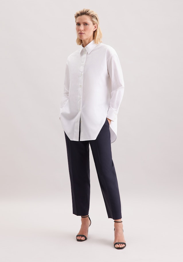 Oversized Hemdbluse aus Baumwoll Twill in Weiß | Seidensticker Onlineshop