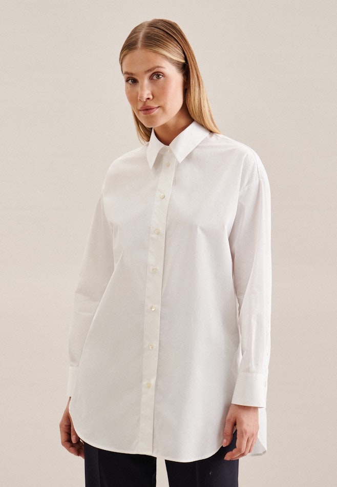 Blouse longue Twill (sergé) dans Blanc | Boutique en ligne Seidensticker