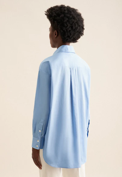 Oversized Hemdbluse aus Baumwoll Twill in Mittelblau |  Seidensticker Onlineshop