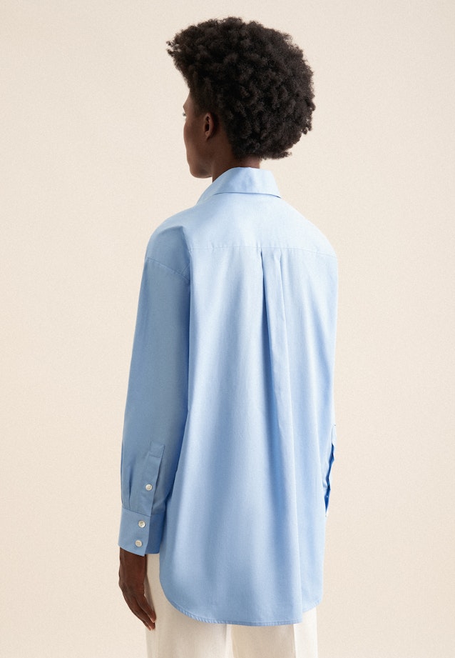Oversized Hemdbluse aus Baumwoll Twill in Mittelblau |  Seidensticker Onlineshop