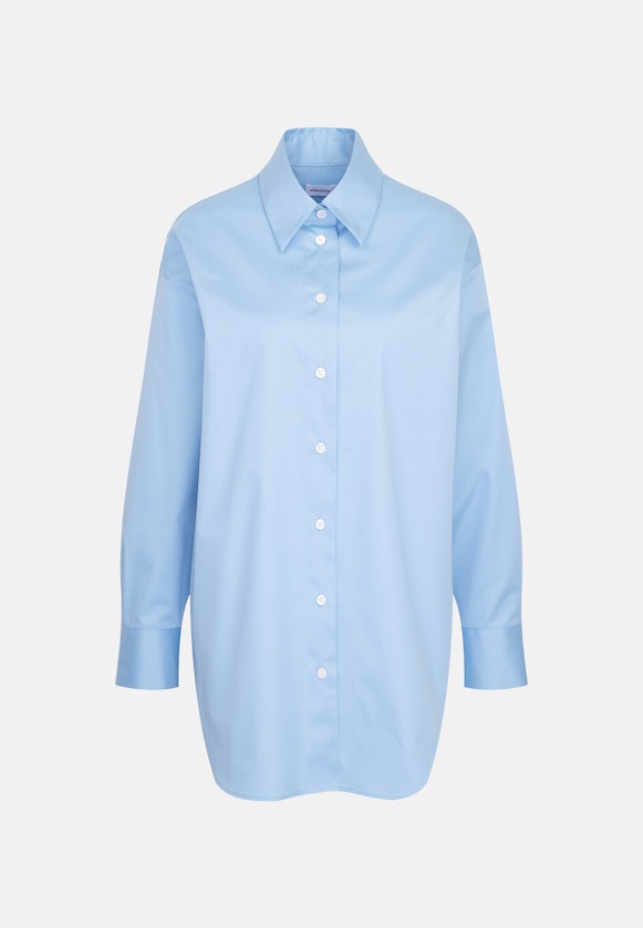 Oversized Hemdbluse aus Baumwoll Twill in Mittelblau |  Seidensticker Onlineshop