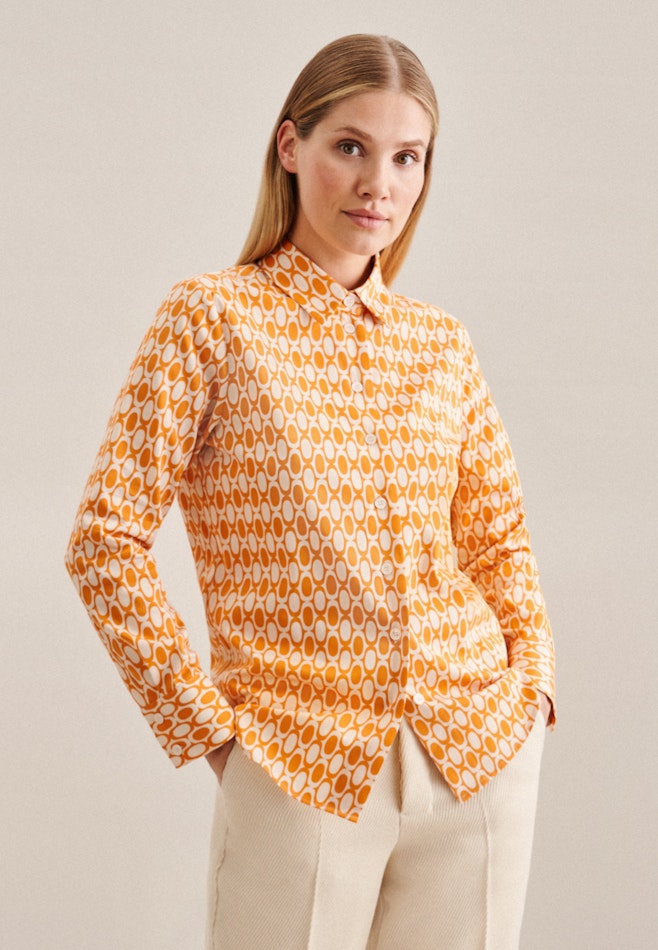 Long sleeve Satin Shirt Blouse in Orange | Seidensticker online shop